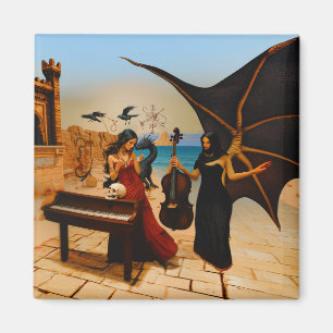 Abstract Dragon Skull Occult Dark Witchy AI Art Magnet