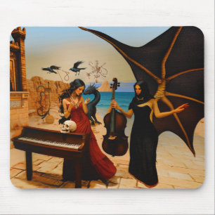 Abstract Dragon Skull Occult Dark Witchy AI Art Mouse Pad