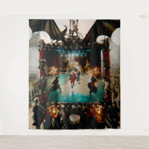 Abstract Dragon Skull Occult Dark Witchy AI Art Tapestry