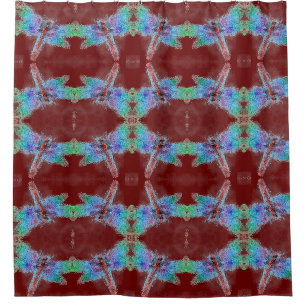 Abstract Dragonflies Red Customise Background Shower Curtain