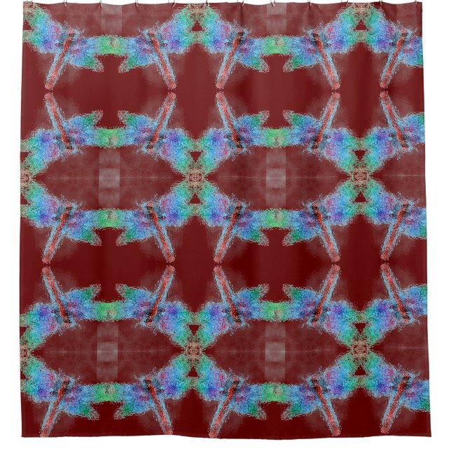 Abstract Dragonflies Red Customise Background Shower Curtain (Front)
