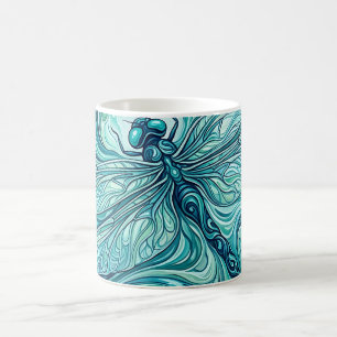Abstract Dragonfly Ocean Blue Paint Coffee Mug