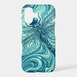 Abstract Dragonfly Ocean Blue Paint iPhone Cases
