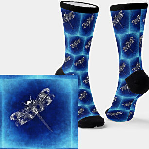 Abstract Dragonfly on Blue  Socks