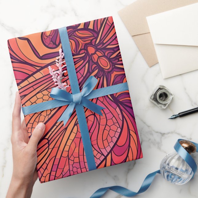 Abstract Dragonfly Sunset Line Wrapping Paper (Gifting)
