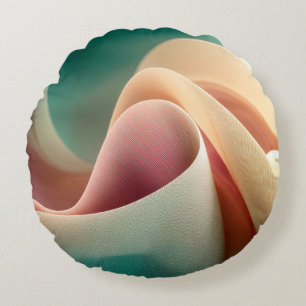 Abstract Drapery with Pastel Gradient Flow Round Cushion