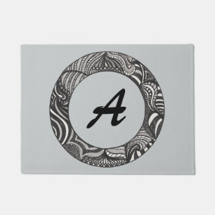 Abstract Drawing Circle Monogrammed Doormats