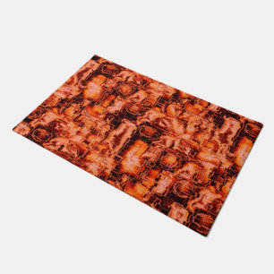 Abstract drawing in mosaic sculpted in coral tones doormat
