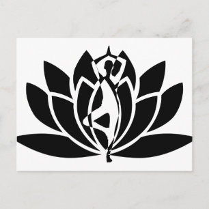 Abstract Drawing Lotus Flower & Yoga Pose Picture Postcard
