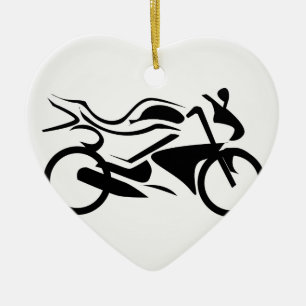 Abstract drawing of a motorbike ceramic ornament