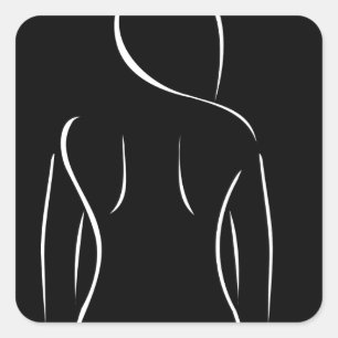 Abstract drawing of graceful girl in spa square sticker