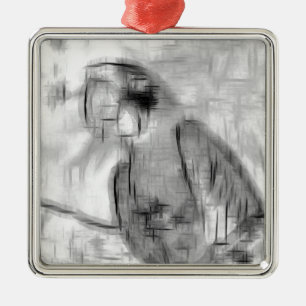 Abstract drawing parrot metal ornament