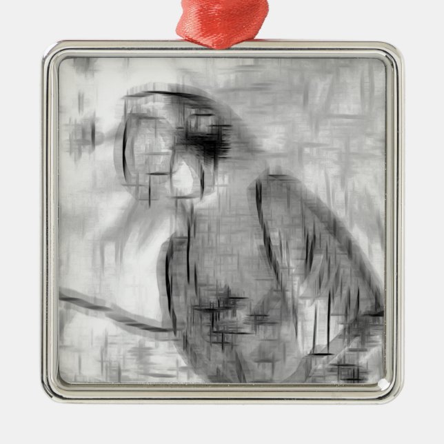 Abstract drawing parrot metal ornament (Front)