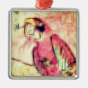 Abstract drawing parrot metal ornament