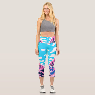 Abstract Dream Wave – Vibrant Surreal Flow Capri Leggings
