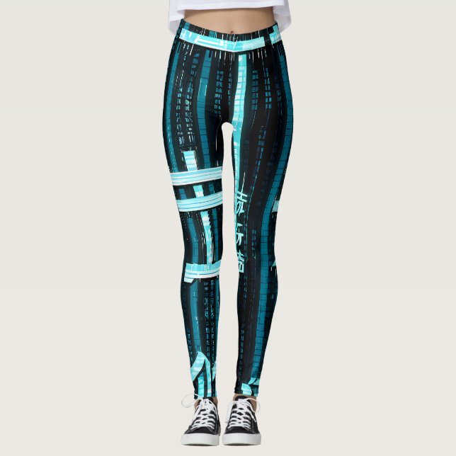 Abstract Dream Wave – Vibrant Surreal Flow Leggings (Front)