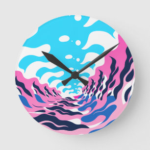 Abstract Dream Wave – Vibrant Surreal Flow Round Clock