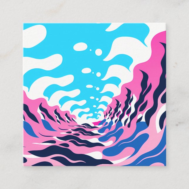 Abstract Dream Wave – Vibrant Surreal Flow Square Business Card (Front)