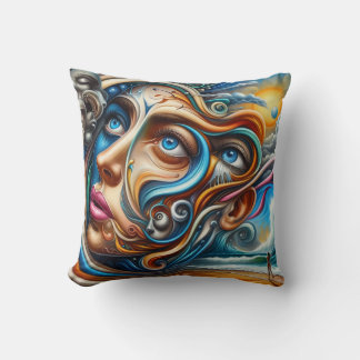 Abstract Dreamscape Ocean Serenity & Cosmic Wonder Cushion