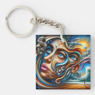Abstract Dreamscape Ocean Serenity & Cosmic Wonder Key Ring