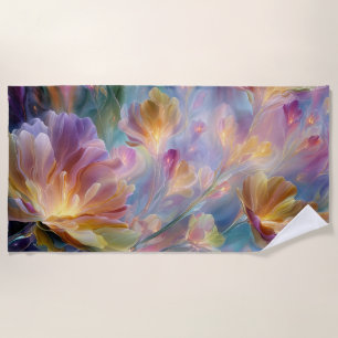 Abstract dreamy floral garden beach towel