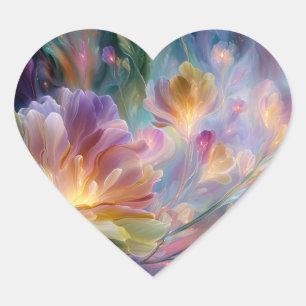 Abstract dreamy floral garden  heart sticker