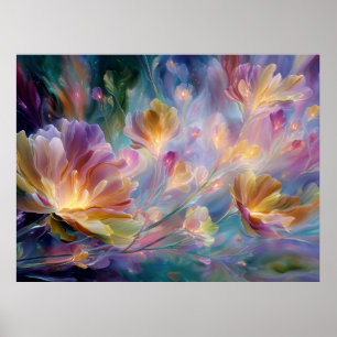 Abstract dreamy floral garden poster