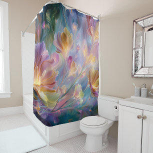Abstract dreamy floral garden shower curtain