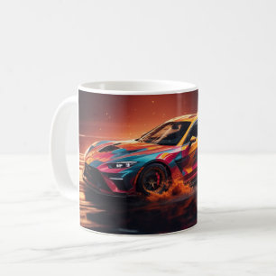 Abstract Drifting Orange Blue Sports Car Coffee Mug