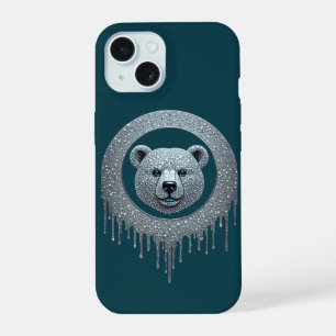 Abstract Dripping Bear Portrait Bold Wildlife Art iPhone 15 Case