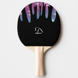 Abstract Dripping Glitter Monogram Letter Ping Pong Paddle