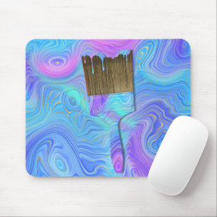 Abstract Dripping Paint Brush Mouse Pad