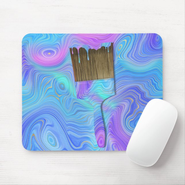 Abstract Dripping Paint Brush Mouse Pad (With Mouse)