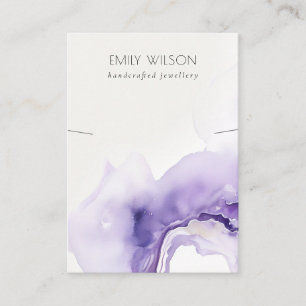Abstract Dusky Lilac Watercolor Agate Necklace Business Card