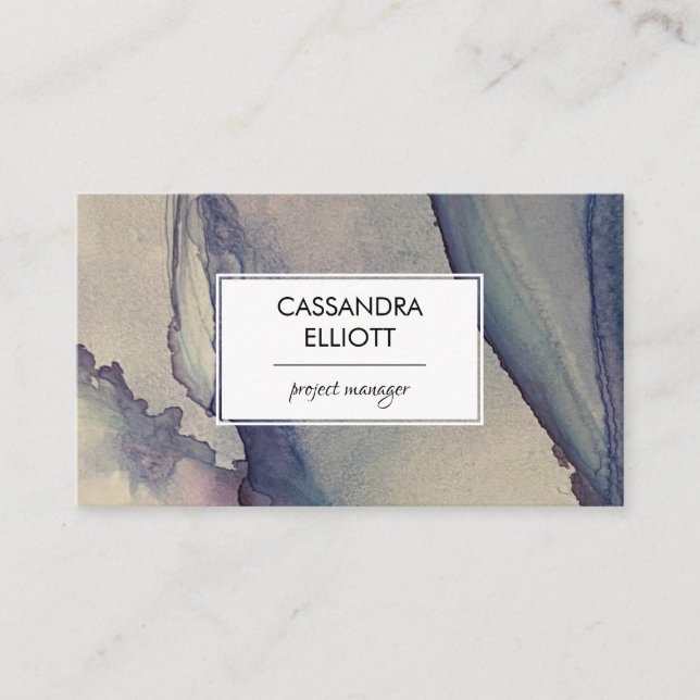 Abstract Dusty Blue Purple Alcohol Ink Liquid Art Business Card (Front)