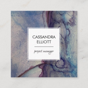 Abstract Dusty Blue Purple Alcohol Ink Liquid Art Square Business Card