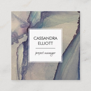 Abstract Dusty Blue Purple Alcohol Ink Liquid Art Square Business Card