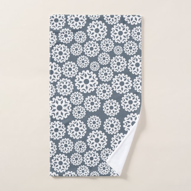 Abstract Dusty Blue & White Circles Hand Towel (Hand Towel)