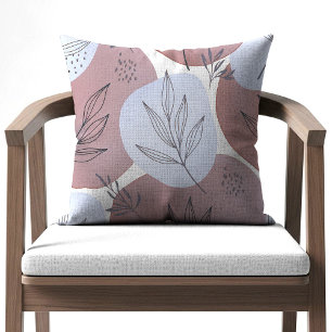 Abstract Dusty Rose and Sage Green Botanical Patte Cushion