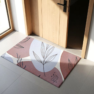 Abstract Dusty Rose and Sage Green Botanical Patte Doormat