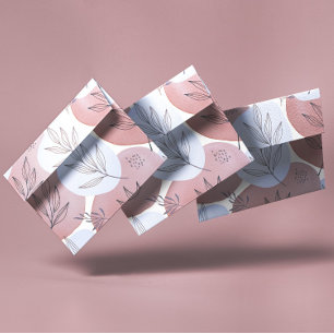 Abstract Dusty Rose and Sage Green Botanical Patte Envelope