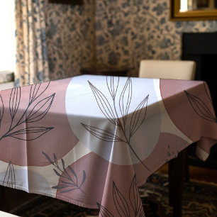 Abstract Dusty Rose and Sage Green Botanical Patte Tablecloth