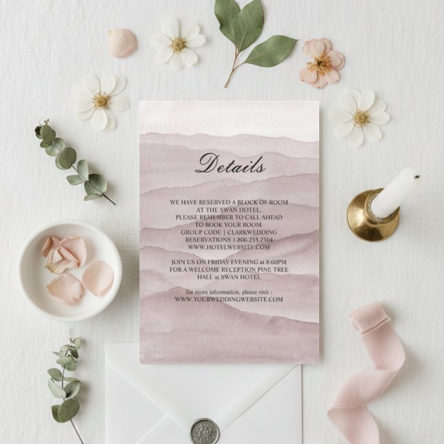 Abstract dusty rose mountains wedding  enclosure card (Creator Uploaded)