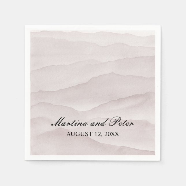 Abstract dusty rose mountains wedding  napkin (Front)