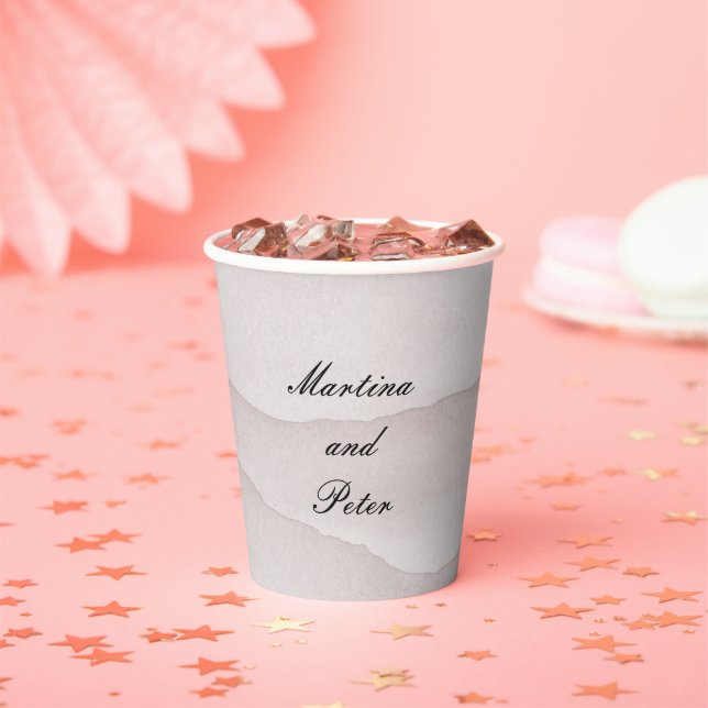 Abstract dusty rose mountains wedding  paper cups (Insitu)