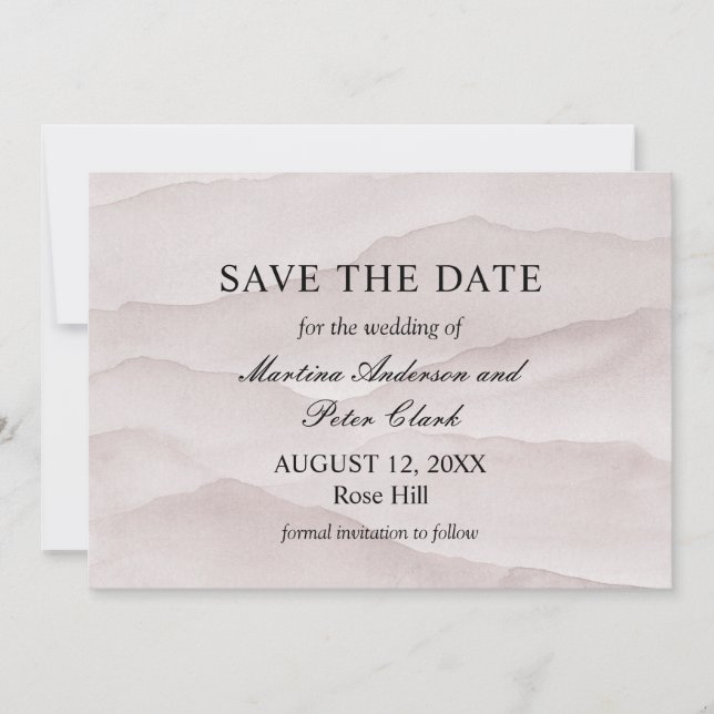 Abstract dusty rose mountains wedding  save the date (Front)