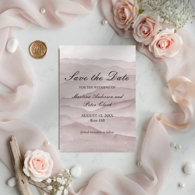 Abstract dusty rose mountains wedding  save the date (Creator Uploaded)