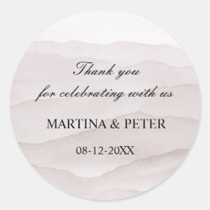 Abstract dusty rose wedding favours thank you classic round sticker