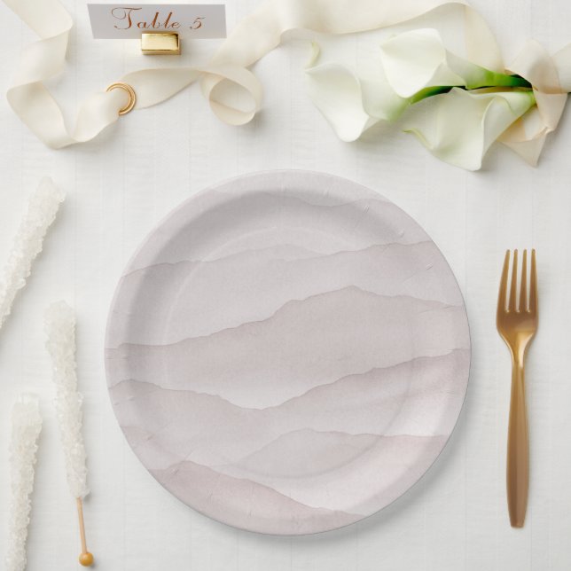 Abstract dusty rose wedding  paper plate (Wedding)