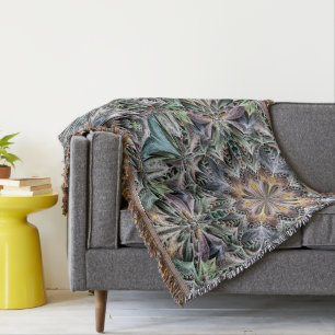 Abstract Dusty Succulent Garden Rosette Pattern Throw Blanket